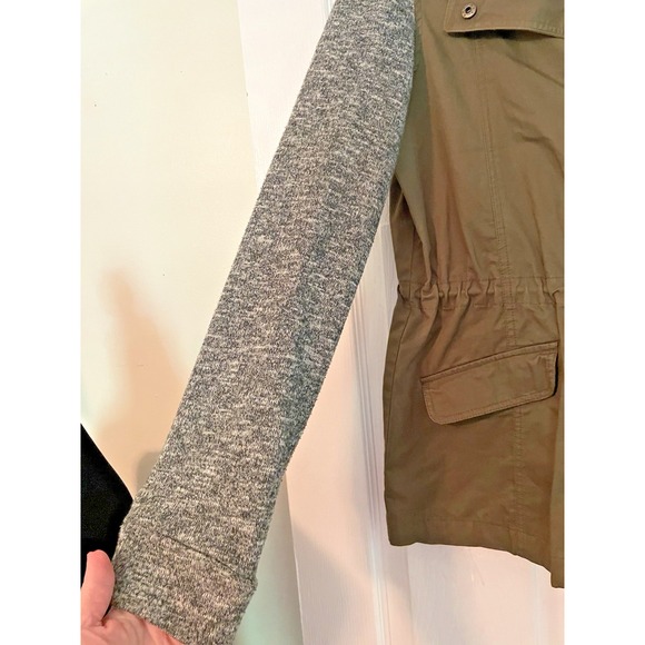 Love Tree Zip Jacket Size Large Utility GREEN grey thermal sleeves cinched - Picture 2 of 10